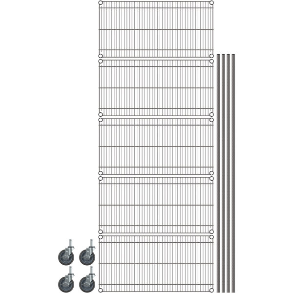 A Metro Super Erecta wire shelving unit kit with wheels.