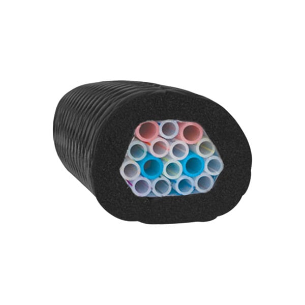 A black Micro Matic Barriermaster trunk with many colored tubes inside.