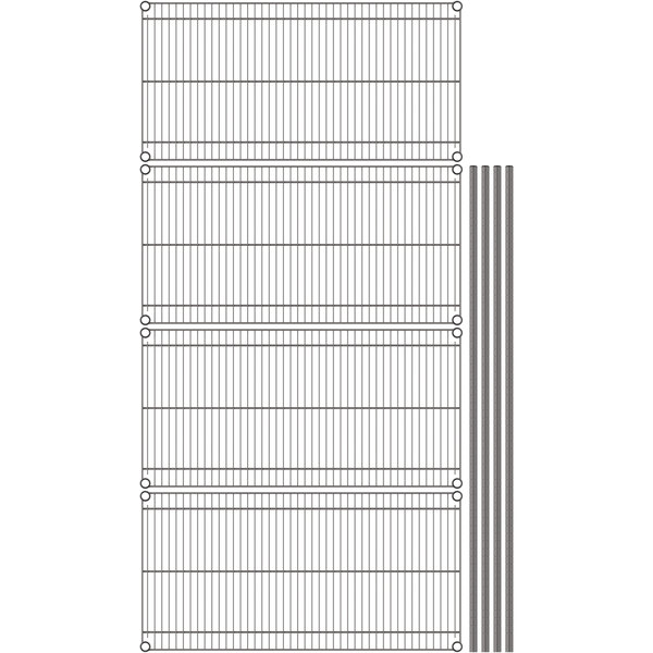 A gray Metro Super Erecta wire shelving unit.