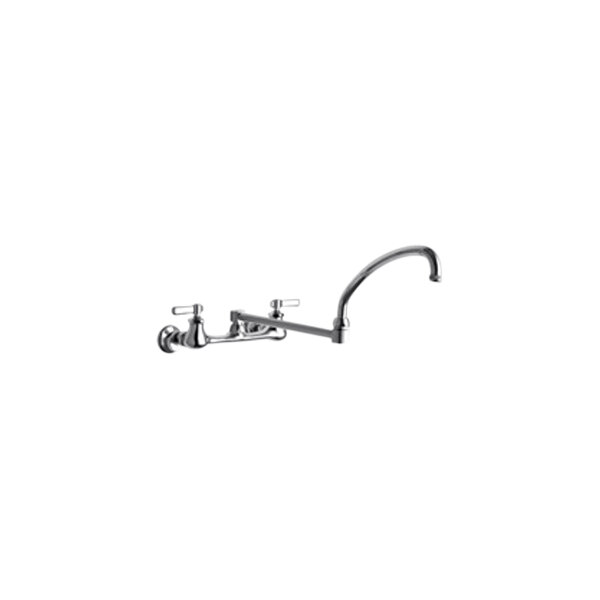 A Chicago Faucets wall-mounted faucet with chrome finish and a handle.