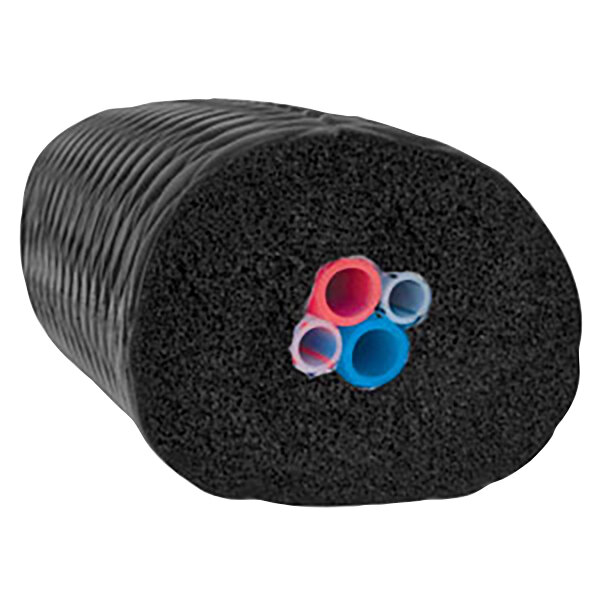 A black Micro Matic Barriermaster Flavourlock trunk housing with blue and pink plastic tubes.