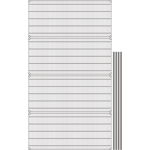 A gray Metro wire shelving unit with a grid wire mesh.
