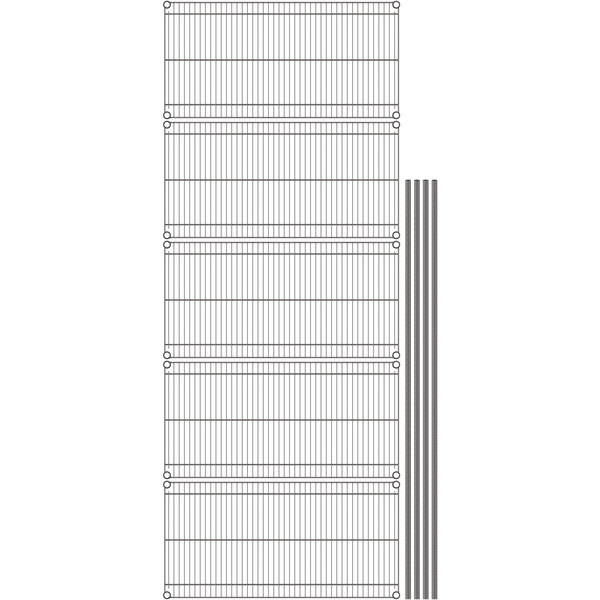 A close-up drawing of a Metro Super Erecta wire shelving unit.