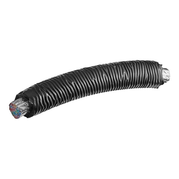 A black plastic tube with a white background.