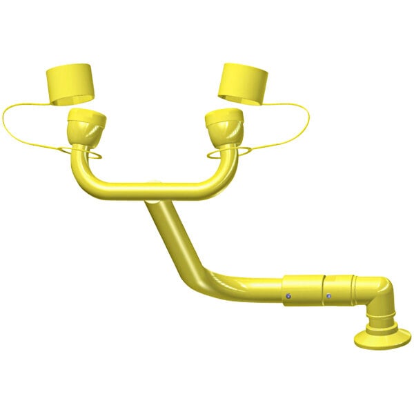 A yellow pipe with two vertical swing handles.