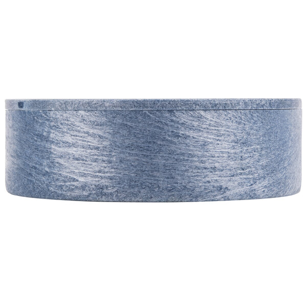 A round blue HS Inc. polyethylene tortilla server.