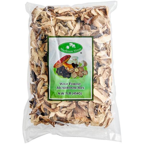 A package of Dried Forest Blend Mushrooms.