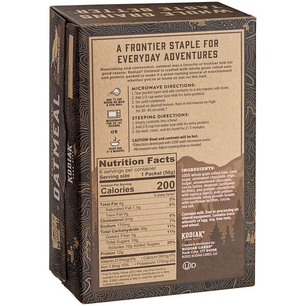 A case of Kodiak Cakes Chocolate Chip Oatmeal packets.