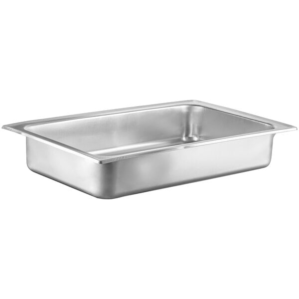 An Acopa Supreme stainless steel chafer water pan on a counter.