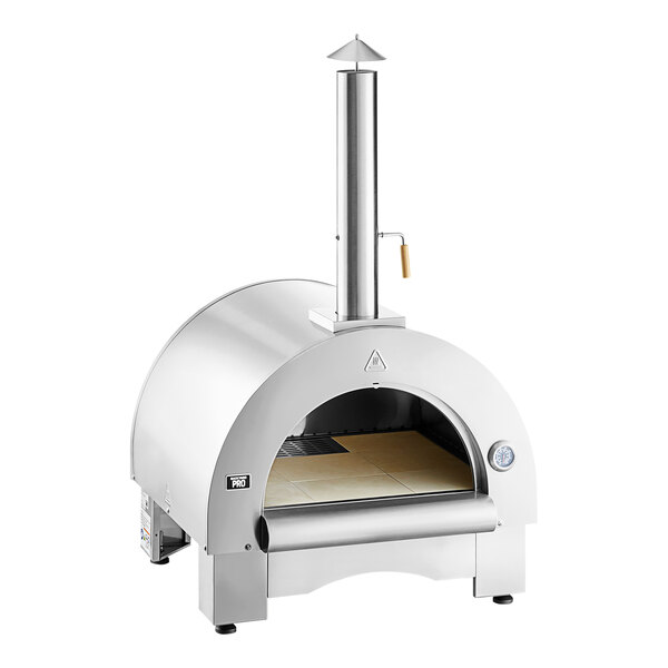 Backyard Pro 31 3/4 Stainless Steel Hybrid Wood / Liquid Propane Outdoor  Countertop Pizza Oven