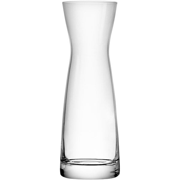 A clear glass Stolzle carafe.