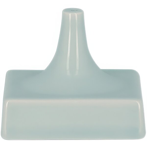 A white plastic square stand with a hole in the top.