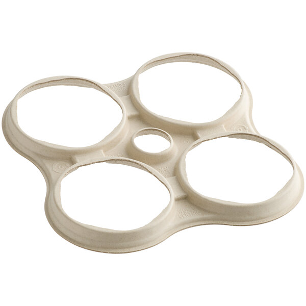 A white fiber carrier ring with four holes.