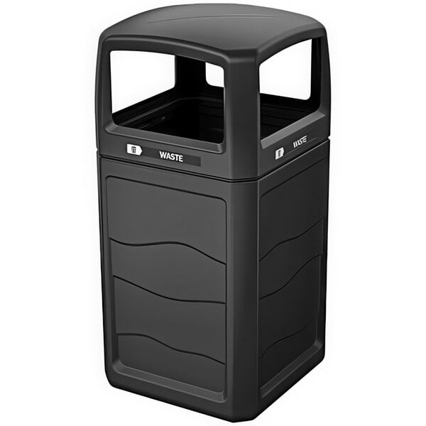 A black Busch Systems Renegade decorative trash can.