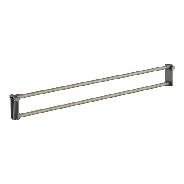 A metal bar with two metal rods designed to attach to a Cambro Camshelving unit.