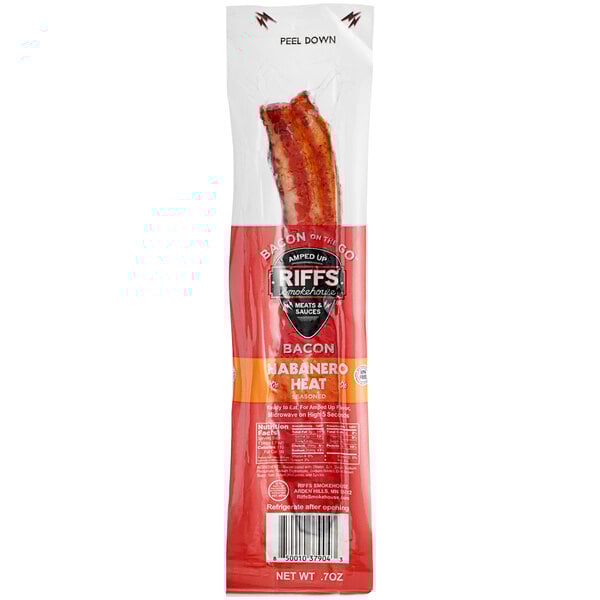 A package of Riff's Smokehouse Habanero Heat Bacon strips on a white background.
