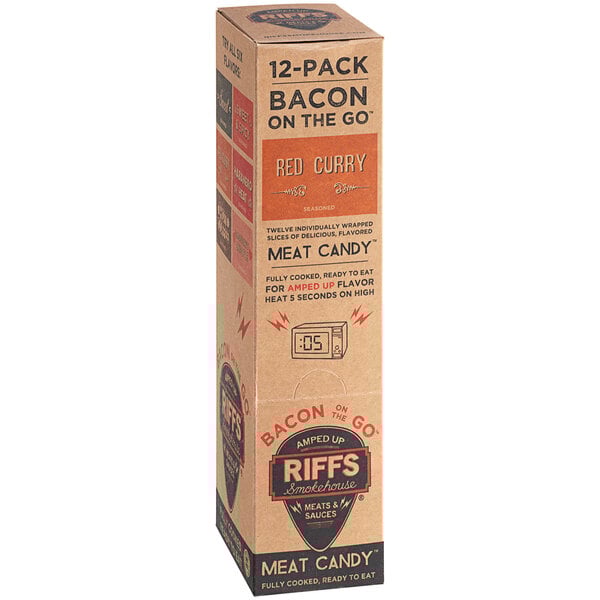 A box of Riff's Smokehouse Red Curry Bacon on a white background.