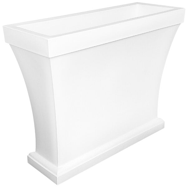 A white rectangular planter with a rectangular bottom.