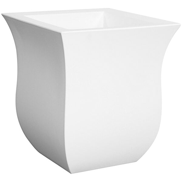 A white square vase with a square top.
