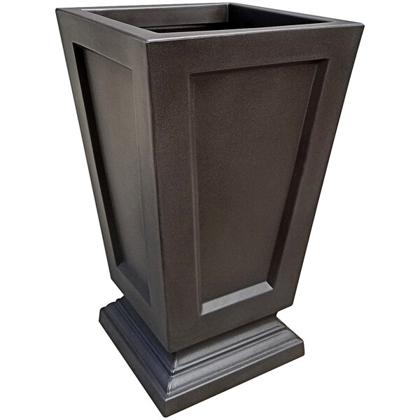 An espresso rectangular planter with a square base.