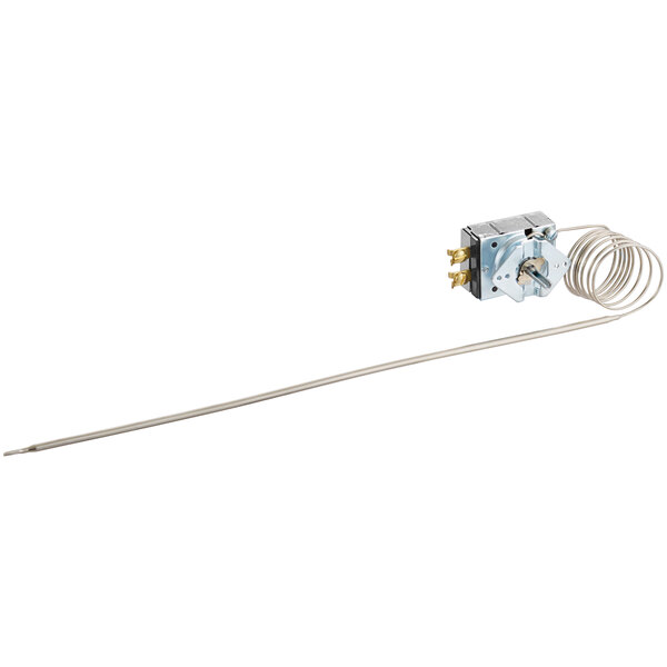 A Robertshaw B10 thermostat with a 42" capillary coil and wire attached.