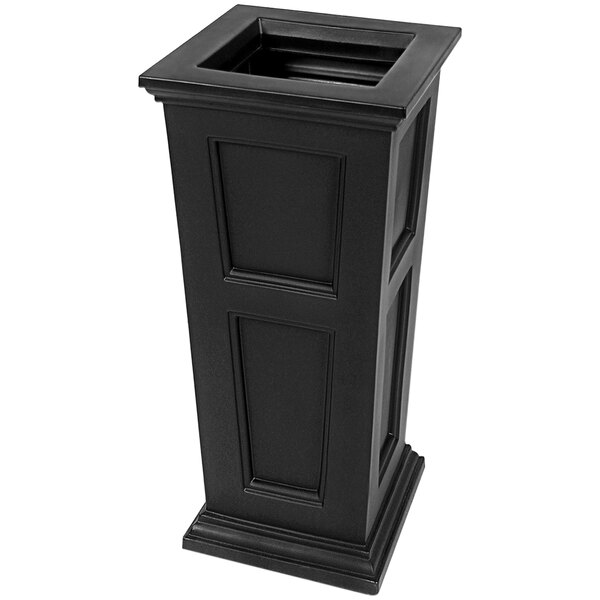 A black rectangular planter with a square top.