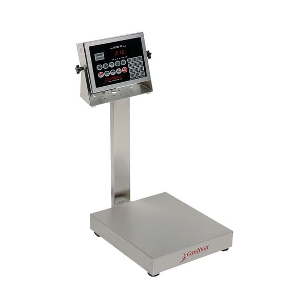 A Cardinal Detecto electronic bench scale with a tower display.