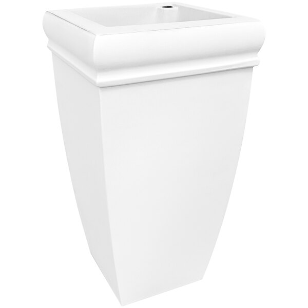 A white rectangular Mayne Chelsey planter with a square top.