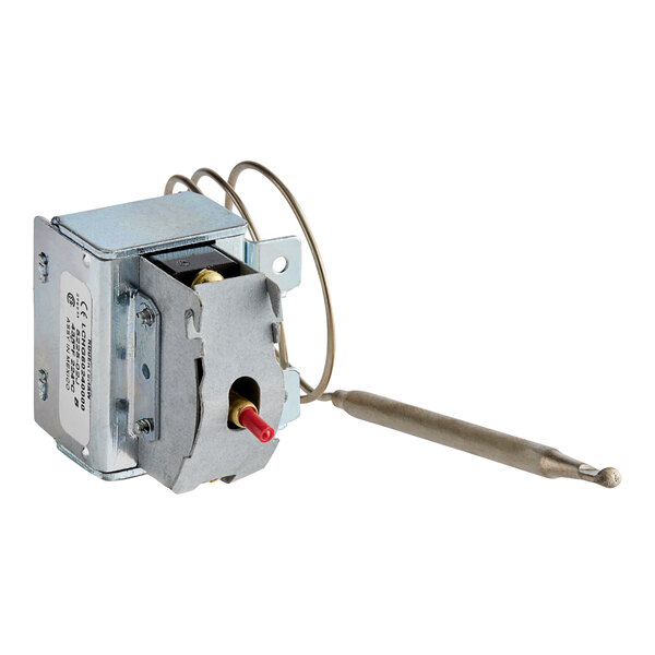 A Robertshaw Type LCH Hi-Limit Thermostat, a small metal device with a wire.