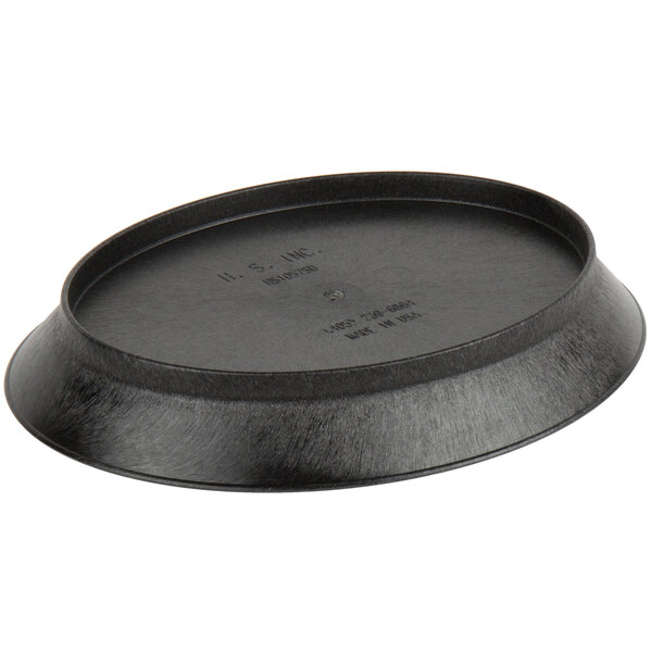 A black oval deli server with a short black base.