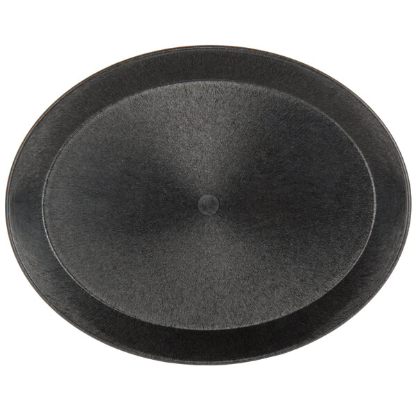 A black oval deli server with a short base.