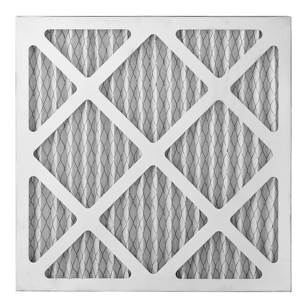 An XPOWER pleated media filter with a square grid pattern.