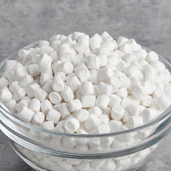 A bowl of Mini Vanilla Dehydrated Marshmallows.