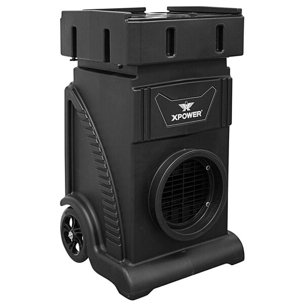 A black XPOWER portable air scrubber with a vent on it.