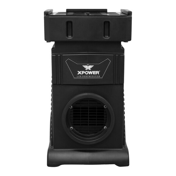 A black rectangular XPOWER air scrubber with a vent.