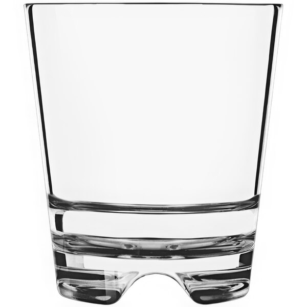 A stackable Libbey Tritan plastic rocks glass with a white background.