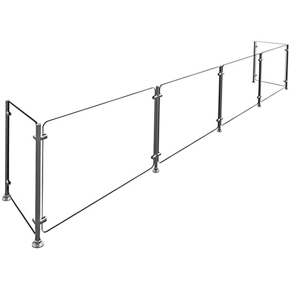 A long Hatco Flav-R-Shield metal sneeze guard with 4 bays.