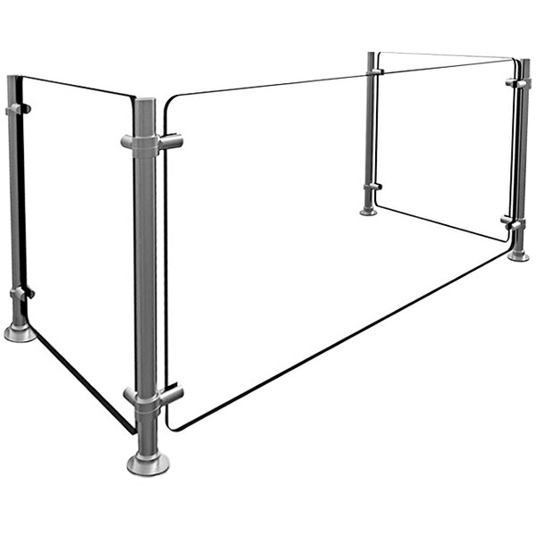 A Hatco Flav-R-Shield pass-over sneeze guard with metal poles.