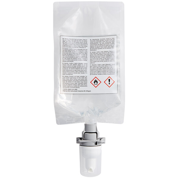 A white plastic bottle of Rubbermaid Clean Seat refill foam with a label.