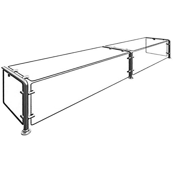 A black metal rectangular Hatco Flav-R-Shield sneeze guard with metal rods.