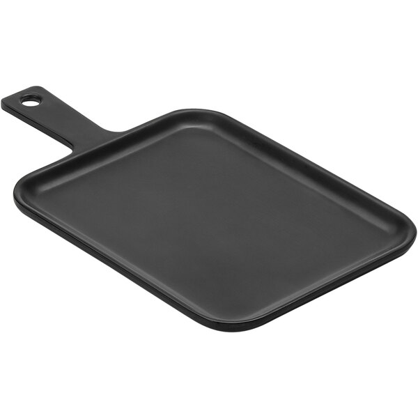 An American Metalcraft black rectangular melamine serving peel with handle.