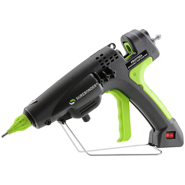A black and green Surebonder Professional Glue Gun.