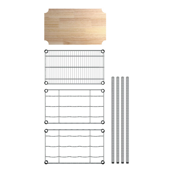 A Regency wire wine rack kit with wooden shelf inserts.