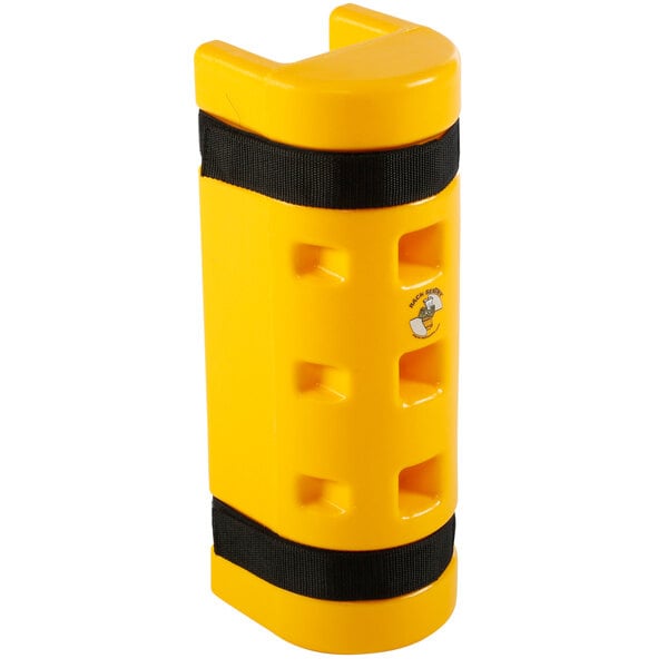 A yellow plastic Sentry rack protector with holes.