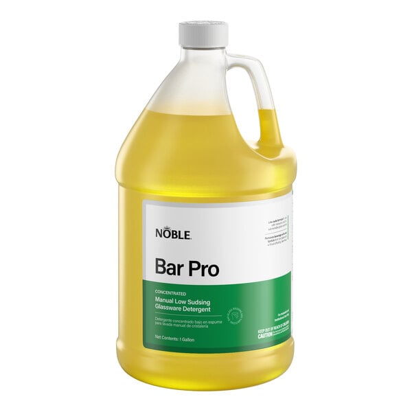 Noble Bar Pro 1 Gallon / 128 oz. Concentrated Low Sudsing Manual Glass Washer Detergent - 4/Case