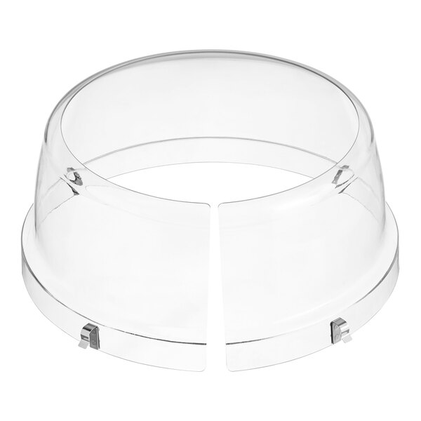 A clear plastic container with two metal screws on it.