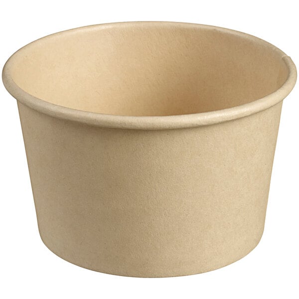 A Solia natural bamboo fiber paper cup with a white background.
