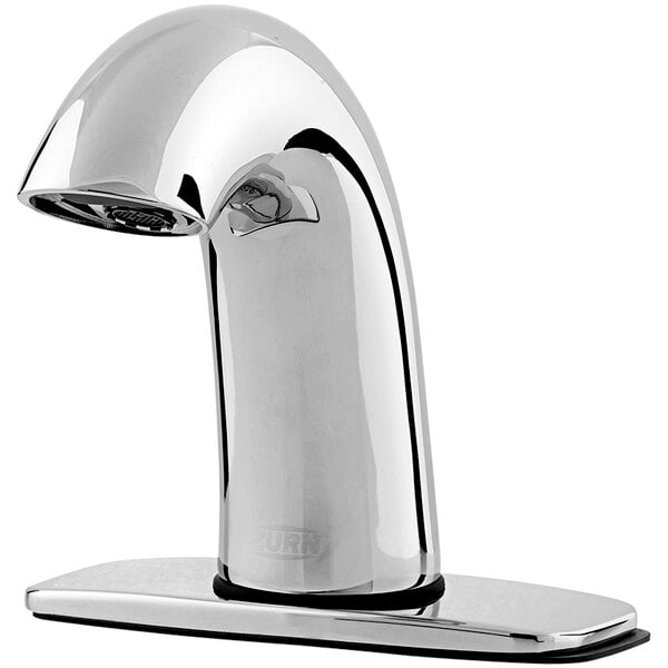 A Zurn chrome electronic faucet with a cover plate.