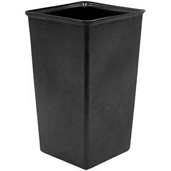 A black square plastic liner for a trash receptacle.
