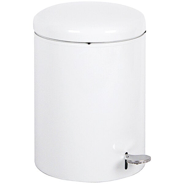 A white steel Witt Industries medical step can with a lid and pedal.